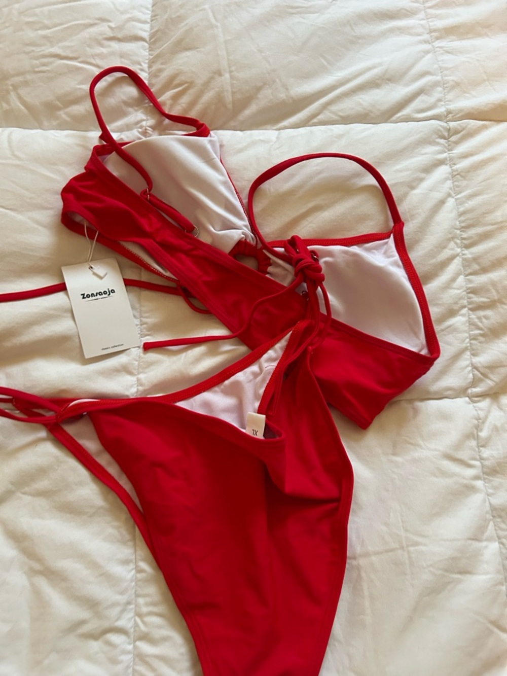 Zanzea Bright Red String Bikini Two-Piece
